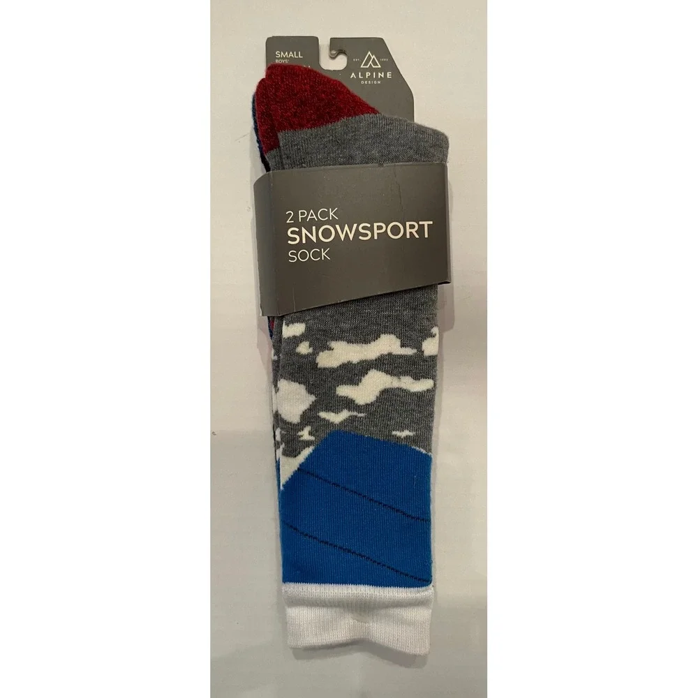Alpine Design 2 Pair Boys‎ Snowsport Socks Size Small Shoe 13-4